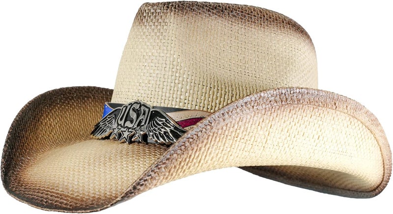 grinderPUNCH Western Outback Cowboy Hat Men's Women's Style Classic Straw Western Cowgirl Hat - Image 1